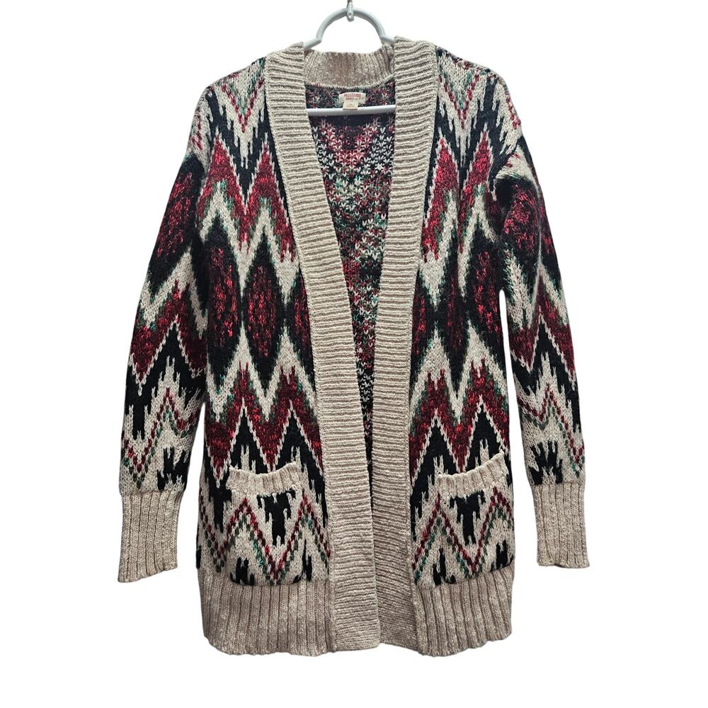 Mossimo Y2K Southwestern Aztec Cardigan Open Front Chunky Knit Medium